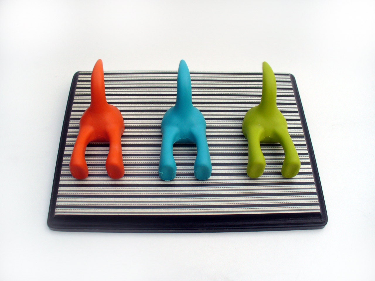Dog Tail Leash Holder  - Cream Stripes  - with Optional Letter Tiles