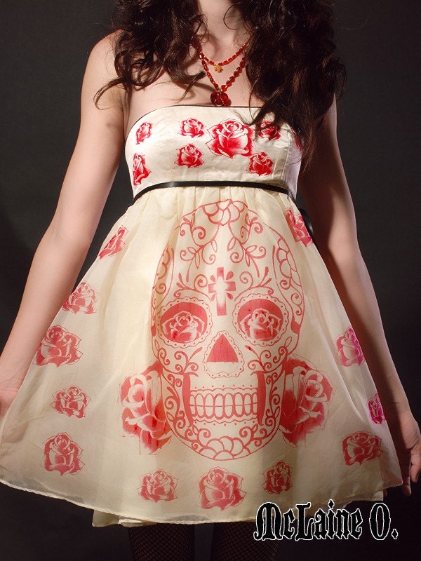 Sugar Skull Party Dress - HANDMADE