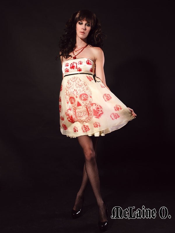 Sugar Skull Party Dress - HANDMADE