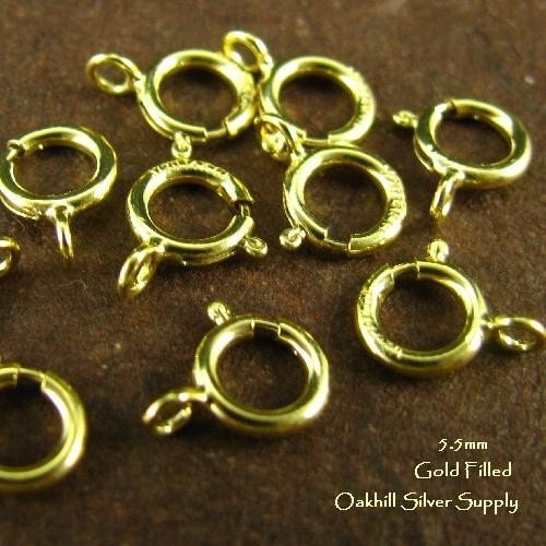 Pkg of 20  - 14kt  Gold Filled Spring Rings - 5.5mm - Closed Ring Clasps SP1b