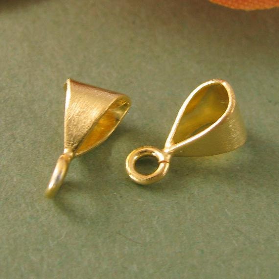 10 Sweet and Simple Vermeil Bails 8.8 x 4.9mm - Brushed Vermeil Finsish B4Va