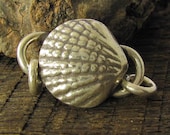 NEW Large Cockle Shell Clasp Hook and Eye  Puffed SeaShell in Fine Silver  Karen Hill Tribe, T112