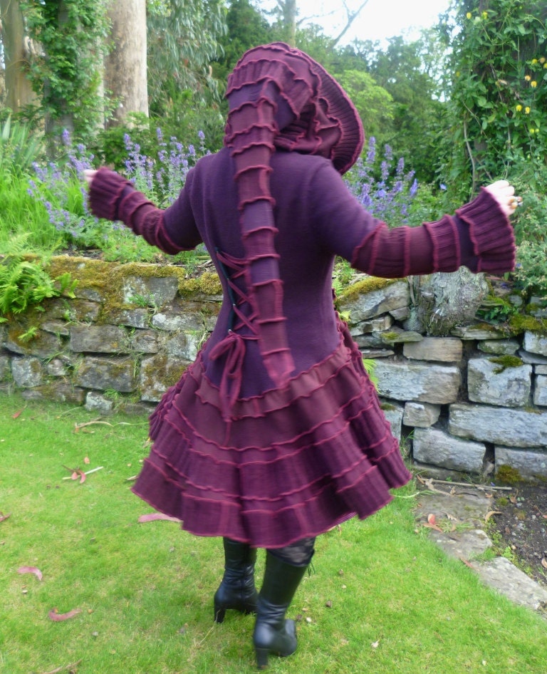 The Kiss of the Vampire - Gypsy Elf Bohemian Pixie Gothic Steampunk Vampire coat from recycled sweaters - RESERVED