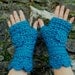 Hand crocheted Fingerless gloves in Atlantis Aqua