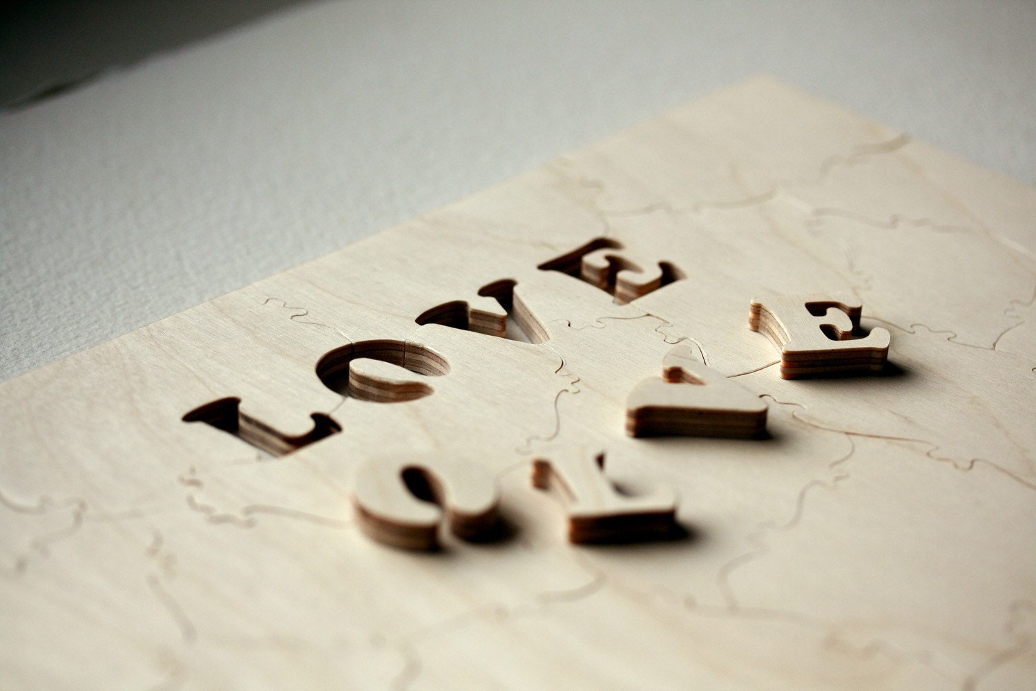 50 piece Wedding Guestbook Puzzle LOVE - modern wooden accent for your event