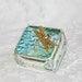Stained Glass Ring Box Aquamarine Sky Blue 2x2 w/ Gold-tone Art Nouveau Dragonfly Wedding Ceremony Engagement Hand-crafted