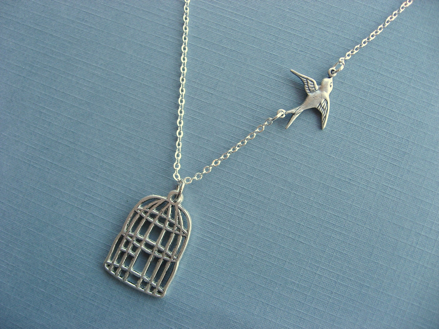 Graduation Necklace, Be Free Bird Necklace, Cage pendant, Bird Pendant Necklace, silver bird cage necklace, sparrow necklace