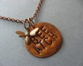 Bee Atch Necklace, Copper Pendant, Humorous Best Friends Gift, Friend Necklace