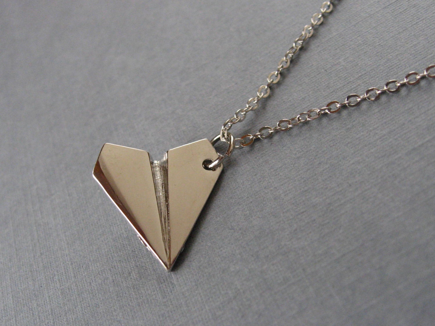 Paper Plane Pendant, Silver Paper Airplane Necklace, Harry Styles, One Direction, 1D Necklace