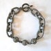Textured Gunmetal link & pave ball bracelet