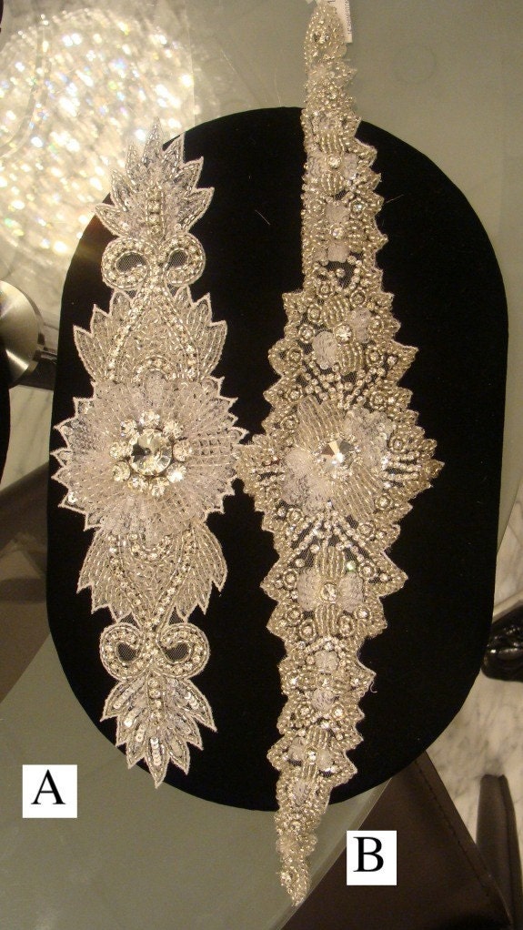ON SALE Luxury Hand Beaded Bridal Trim For Wedding Gown Sash or Belt