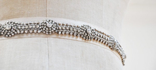 1 YARD Luxury Hand Beaded Bridal Trim For Wedding Gown Sash or Belt