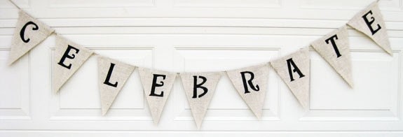 CELEBRATE Burlap Banner Bunting Garland - We Do Custom Banners