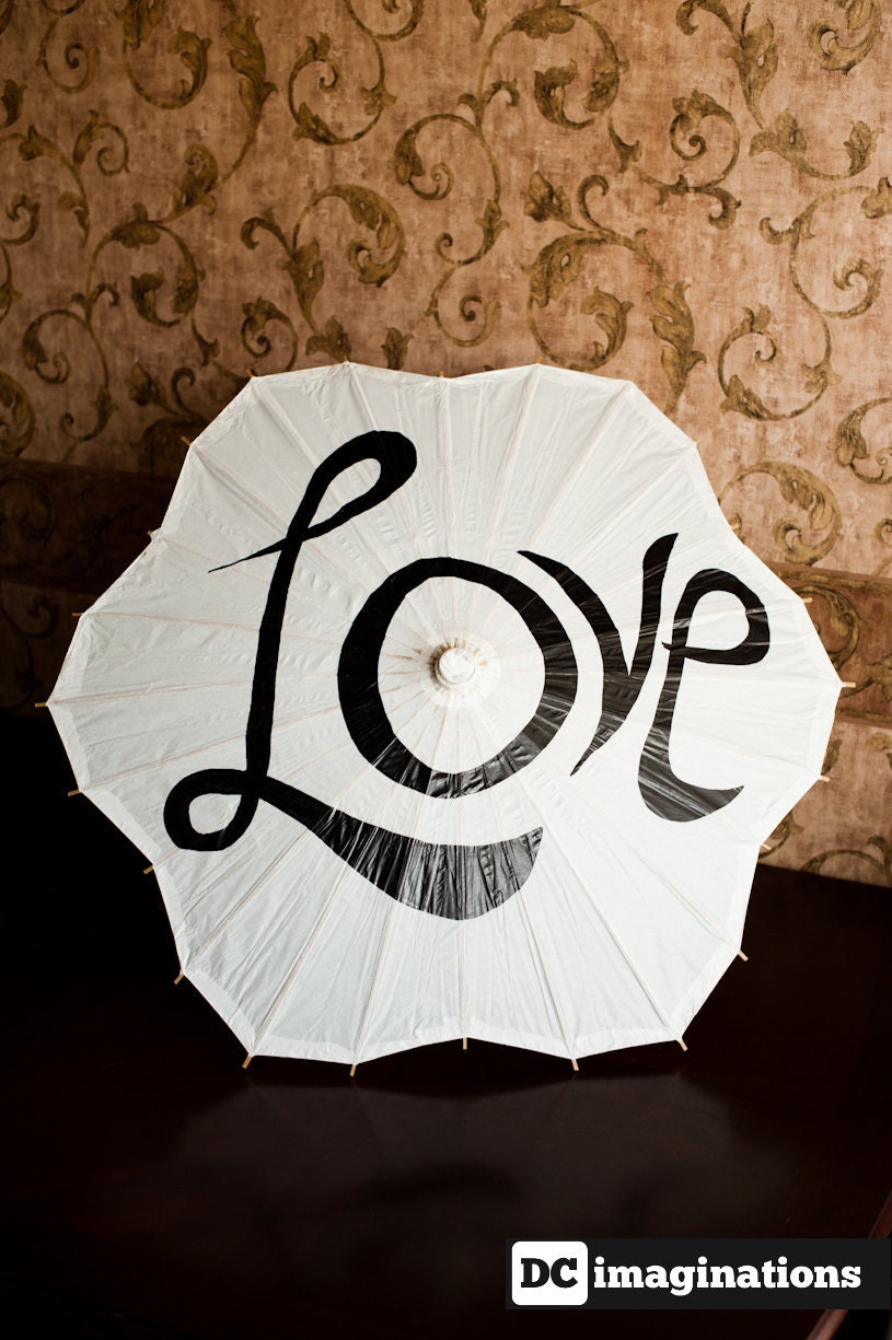 Large White Scalloped -  Flowered shape - Parasol or Umbrella for Weddings with Love