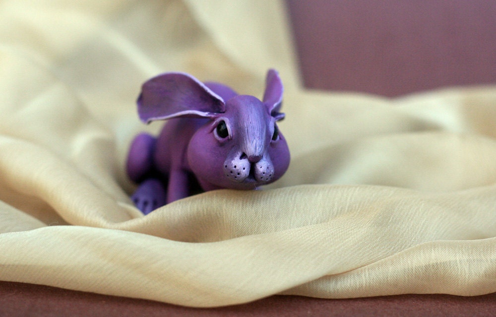 Violetta rabbit. Polymer clay miniature by Madre Olius
