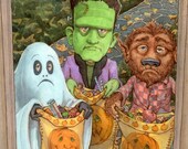 Halloween Trick or Treat Monsters 8.5x11 Signed Print