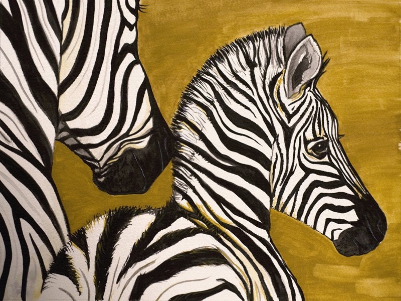 Watercolor Zebras - 9x12 print