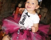 Zebra and Hot Pink 1st Birthday Tutu Set