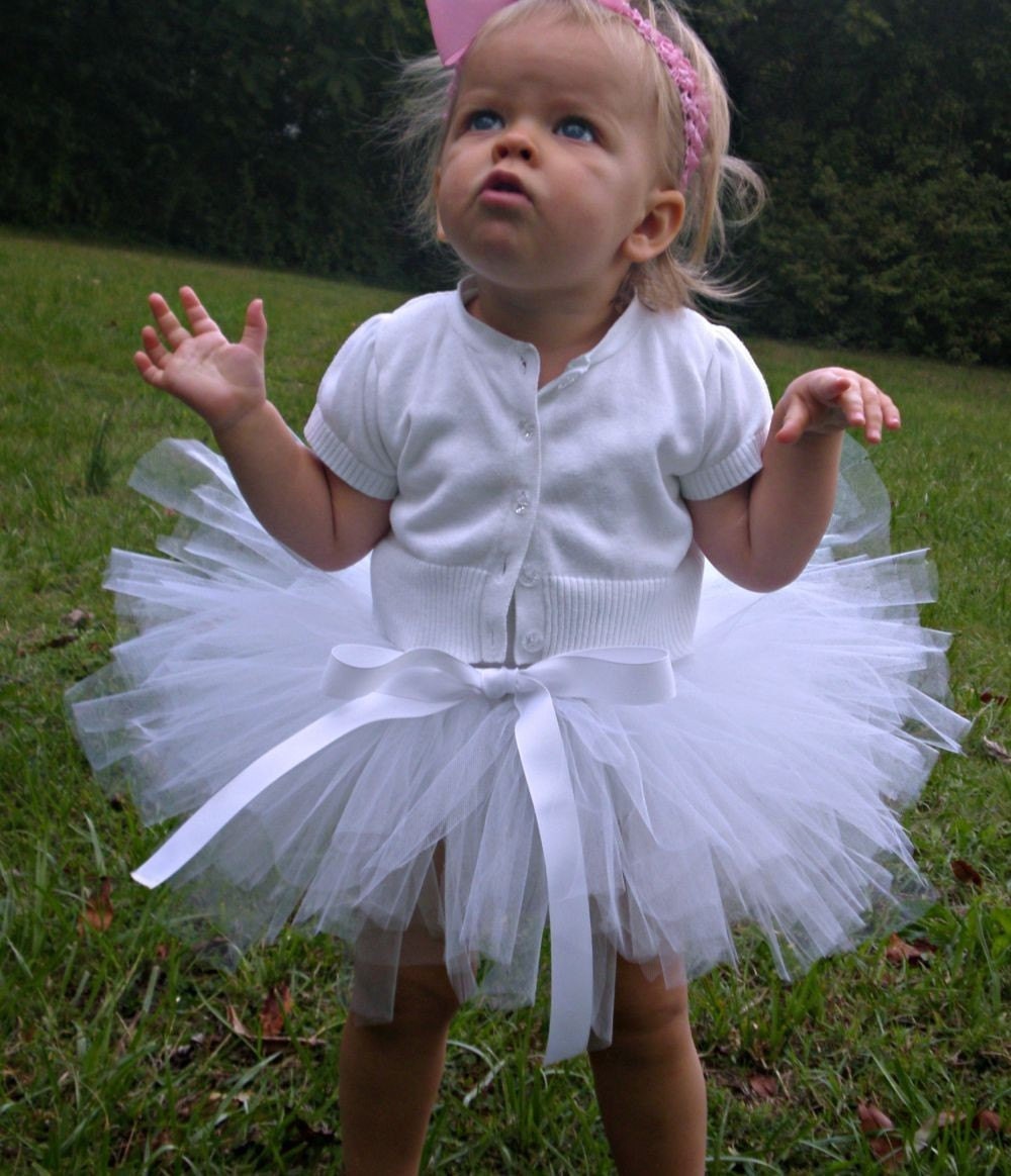 Sweet Baby Angel Tutu / Baby White Tutu / Toddler Tutu - Ready to ship in two days