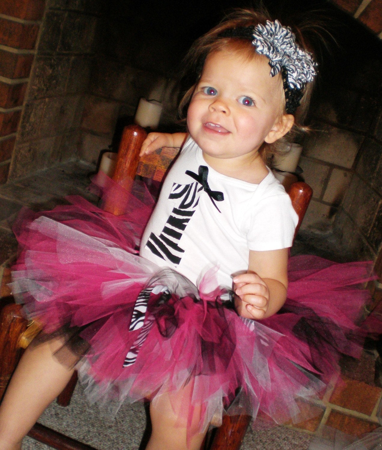 Zebra and Hot Pink 1st Birthday Tutu Set