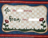 Quilt Label - To & From Flowers, Custom Made and Hand Embroidered