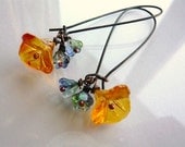 Buttercups and Bluebells Earrings - long Dangle - Floral - Spring Fashion