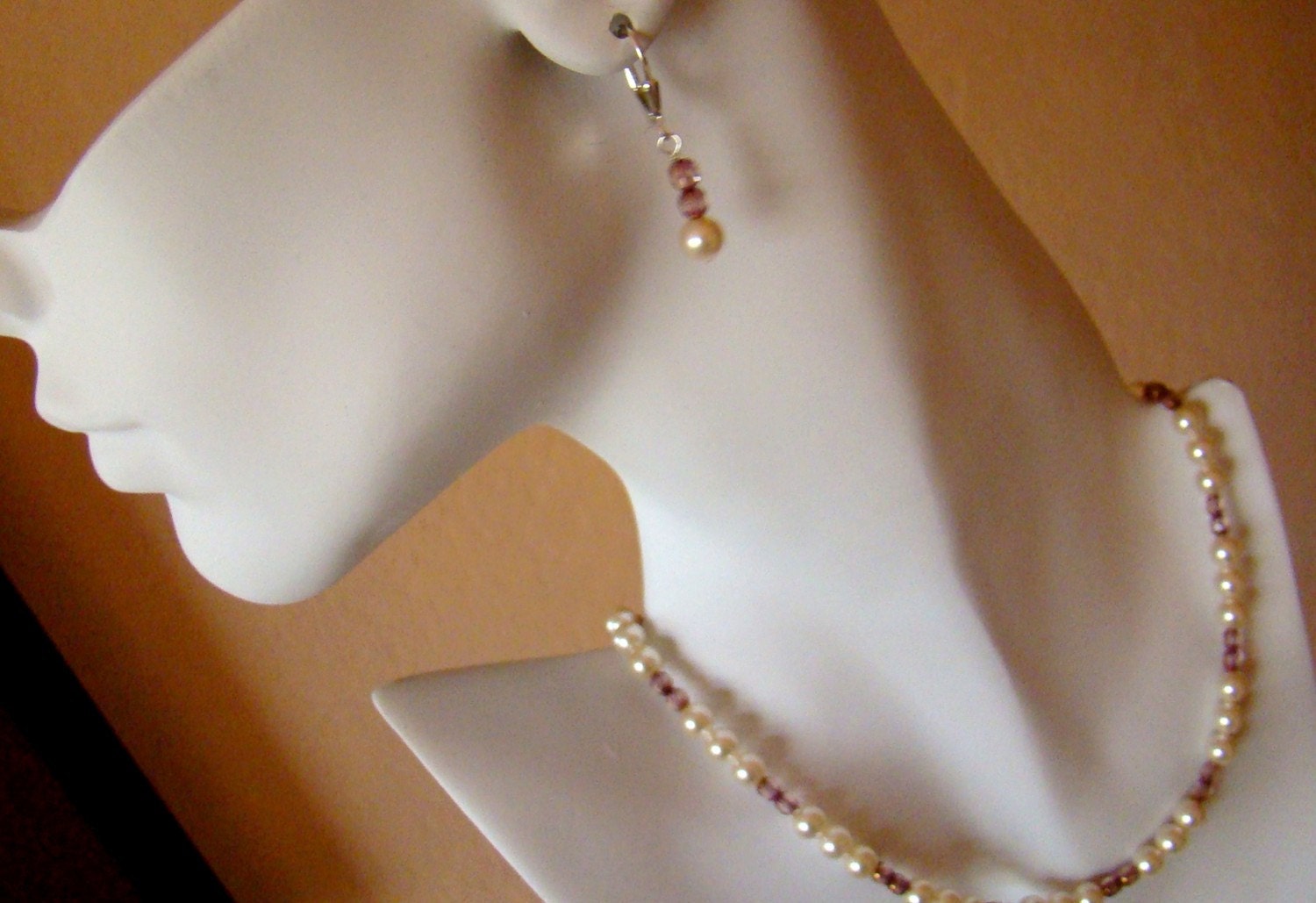 Pearl jewelry set, wedding jewelry, pearl necklace, Swarovski pearls, beaded necklace, bead earrings