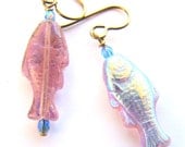 Beaded earrings, glass earrings, fish earrings, hypoallergenic earrings, spring, pisces gift