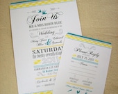 Feather Wedding Invitation Suite on Cotton
