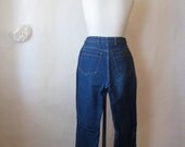 1970s high waist jeans. 70s vintage dark denim wide leg pants charlotte ford.