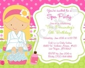 Spa Party Birthday Invitation - DIY Print Your Own - Choose your girl - Matching party printables available