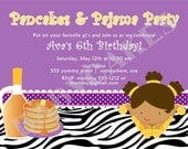 Pancakes & Pajamas Birthday Party Invitation - DIY Print Your Own - Matching party printables available