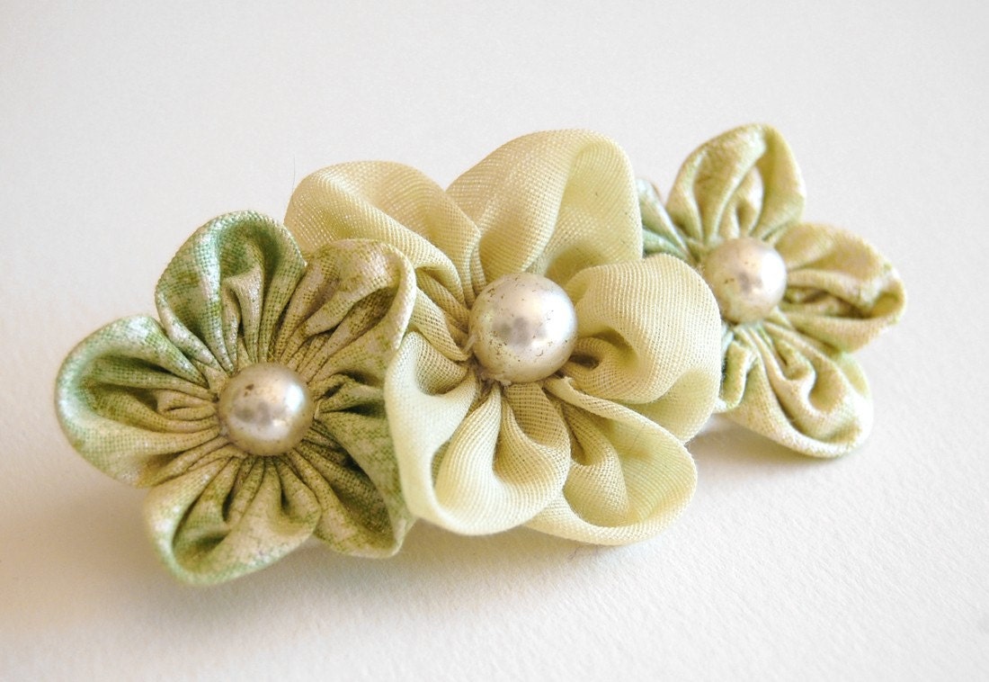 Spring Flowers Barrette - Vintage Fabrics