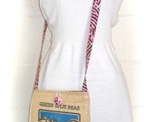 Padded Upcycled Green Split Pea Burlap Hipbag iPad bag