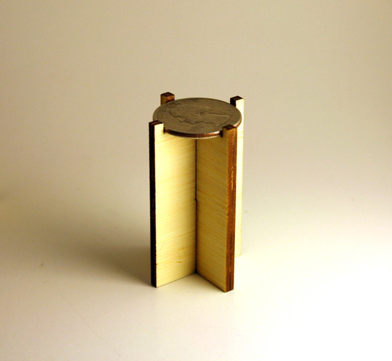 Modern End Table Set in Bamboo, Dollhouse Miniature Furniture in 1:12, One Inch Scale, "Simplism" End Tables Set of 2