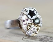 Mens Steampunk Ring CUSTOM Jewelry Gifts for Him Fathers Day Unisex Graduation Birthstone Ring Steam Punk 6 7 8 9 10 11 12