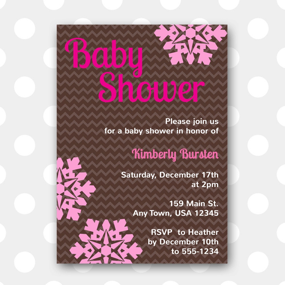Printable Baby Shower Invitation - Chevron Snowflakes