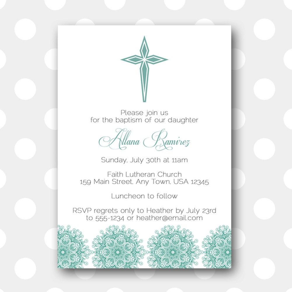 Printable Baptism Invitation - Medallion Cross
