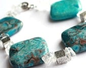 Chunky Blue Agate Bracelet - Crystal Clear Waters