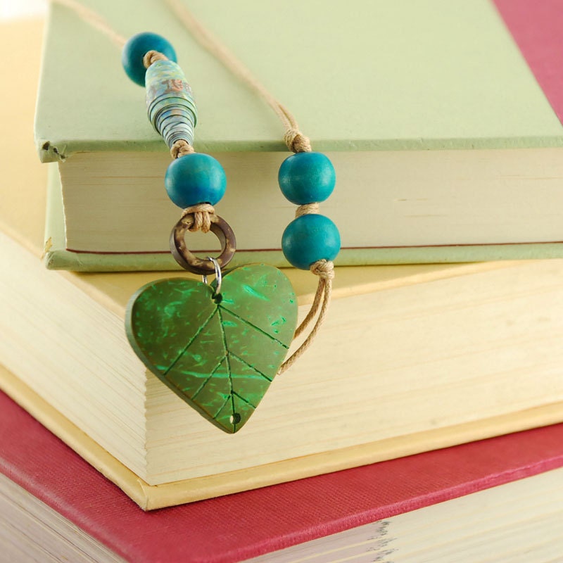 Hippie Chick Natural Wood Bead Eco Friendly Bookmark