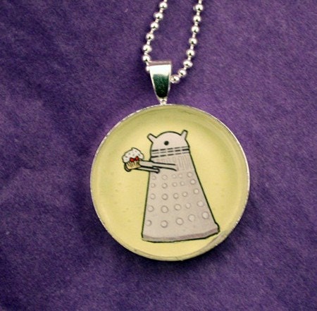 Dalek Eating a Cupcake necklace