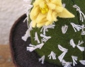 Felt Cactus in Olive Green with the Pale Yellow Flower