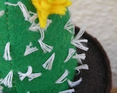 Felt Cactus in Green with the Bright Yellow Flower