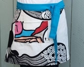Turquoise , Red, Designer Half Apron Red, Turquoise, Statement