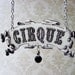 Circus Cirque Necklace Banner Tattoo Statement Jewelry Beige Black Trapeze Vintage Illustration