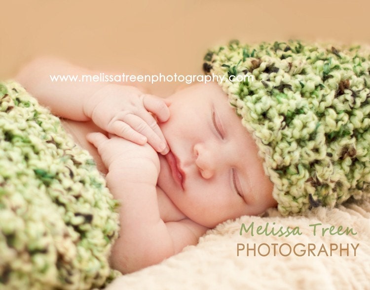 Chunky Green Beanie Crochet Baby Hat