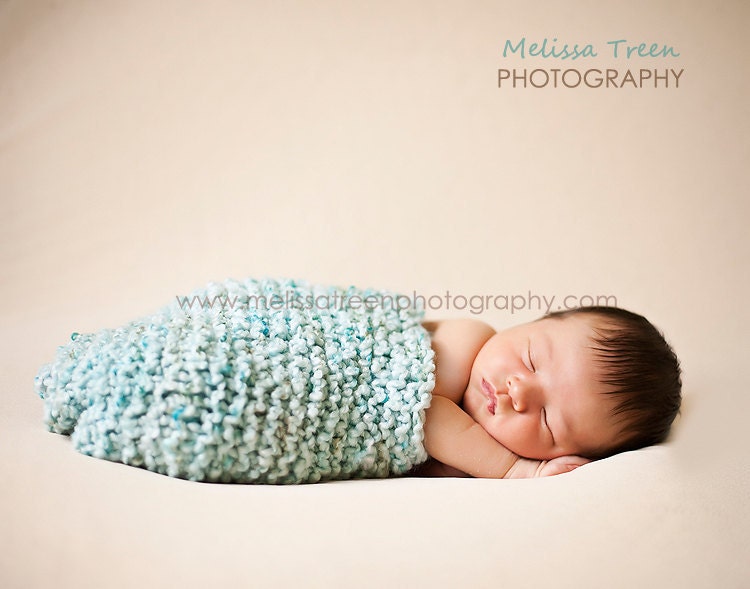 newborn photographer prop crochet baby wrap mini blanket aqua turquoise multi colors