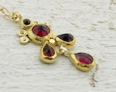 Fine Gold Garnet Pendant, Garnet 24k Solid Gold Necklace, Pendant Necklace, Fine Jewelry