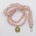 Statement Necklace, Rose Quartz & New Jade Necklace, 24k Gold Double Strand Necklace, Gemstone Necklace