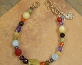 Bronze & Gemstone Buddha Charm Chakra Bracelet